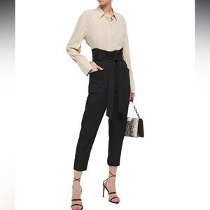 IRO Perplex cropped belted cady tapered pants Black size 34 US 2 Paper Bag